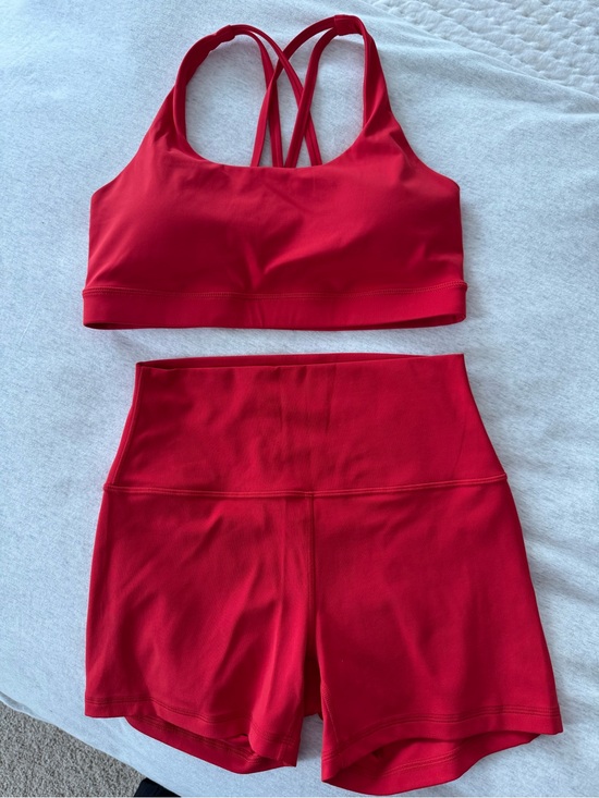 CRZ YOGA Pants - CRZ Yoga Red Strappy Sports Bra & Biker Short Set